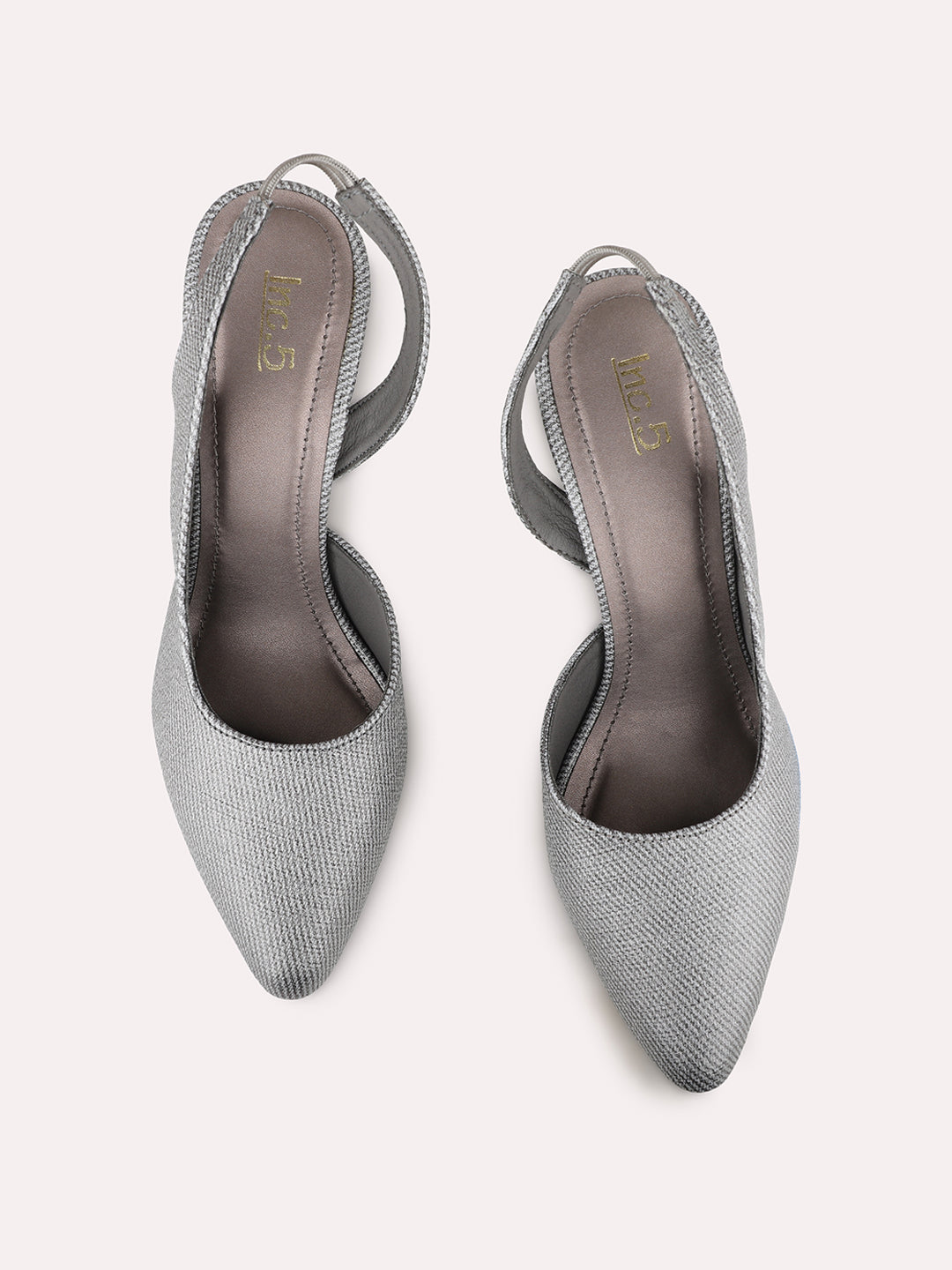 Women Pewter Party Wear Solid Pointed Toe Kitten Heel Mules