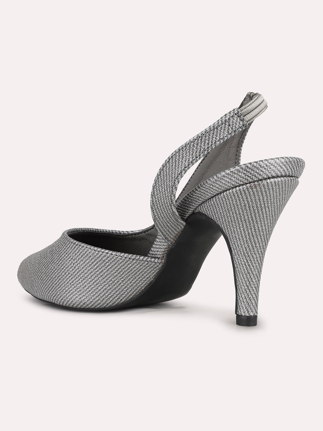 Women Pewter Party Wear Solid Pointed Toe Kitten Heel Mules