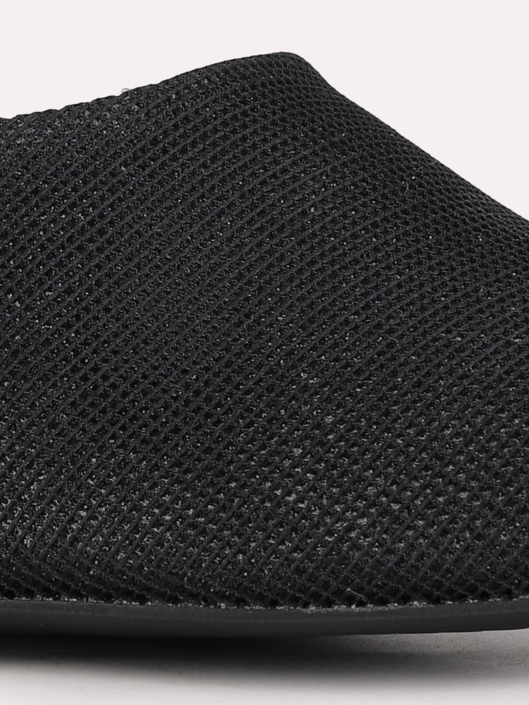 Women Black Party Wear Solid Pointed Toe Kitten Heel Mules