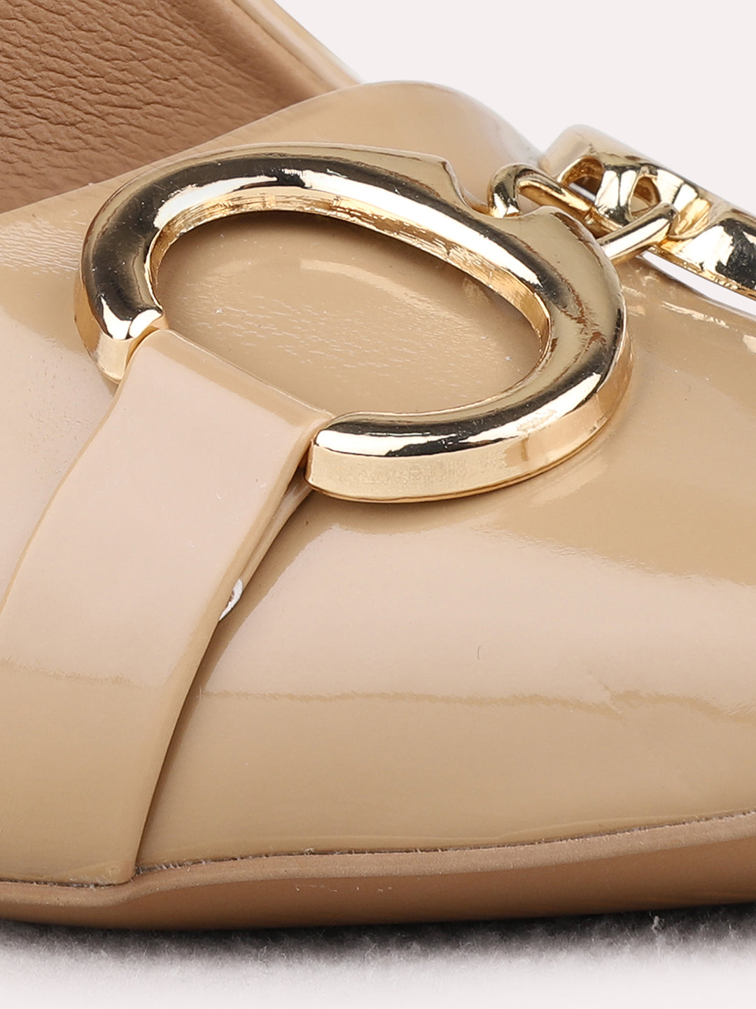 Womens Beige Party Wear Solid Round Toe Stiletto Heel Pumps