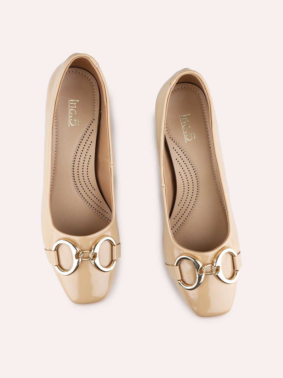 Womens Beige Party Wear Solid Round Toe Stiletto Heel Pumps