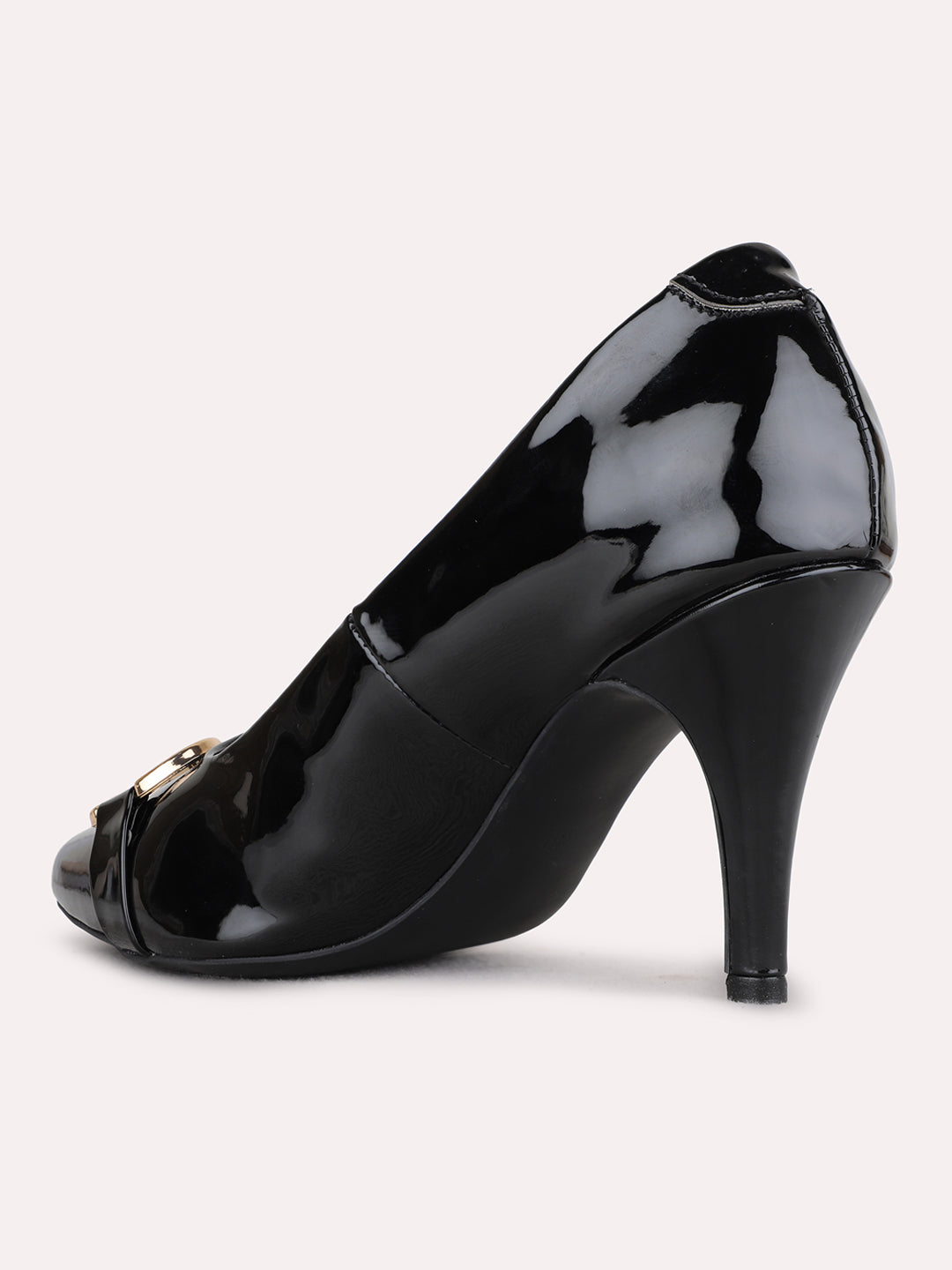 Womens Black Party Wear Solid Narrow Toe Pumps