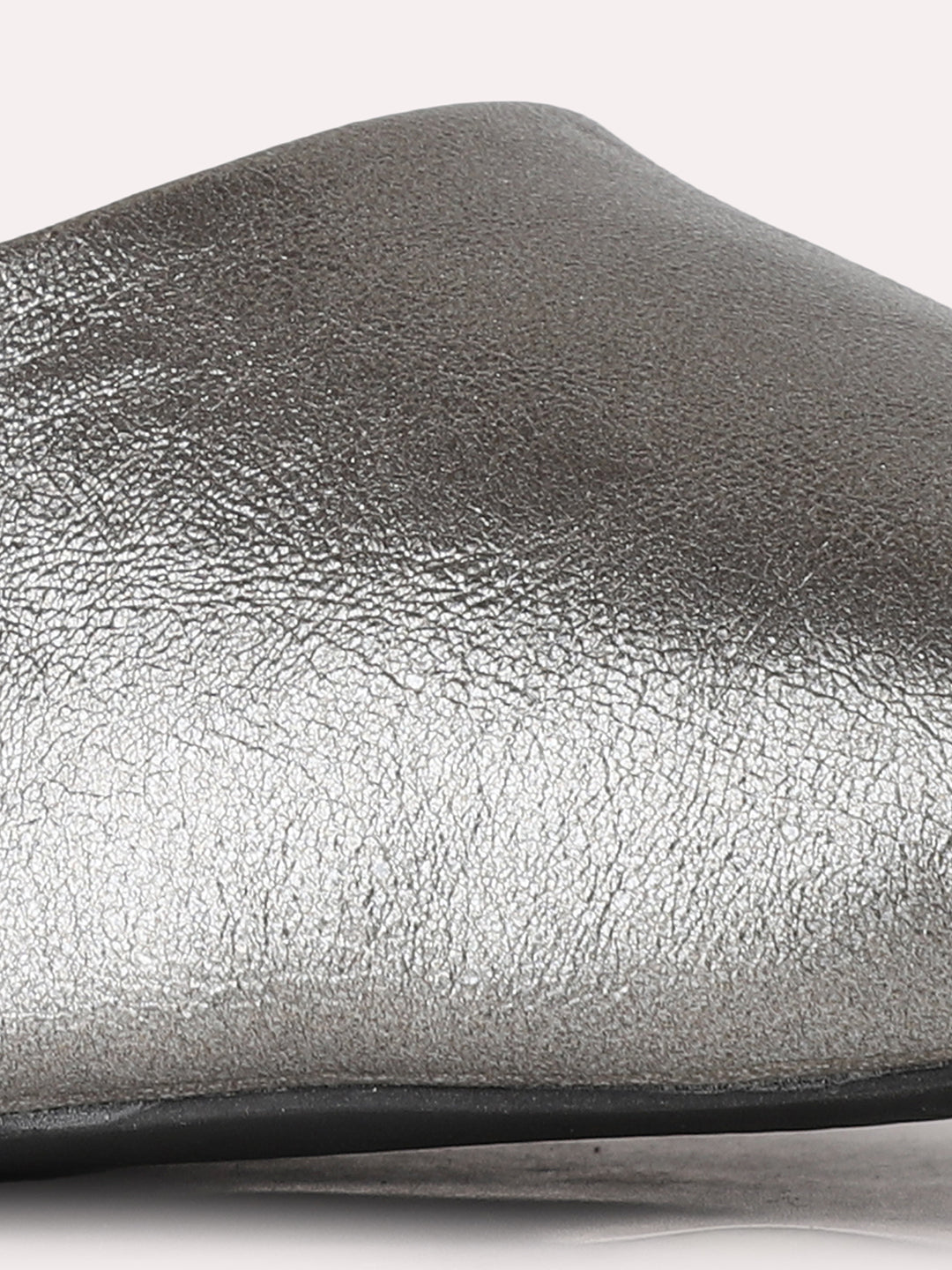 Womens Pewter Party Wear Solid Pointed Kitten Heel Sandals