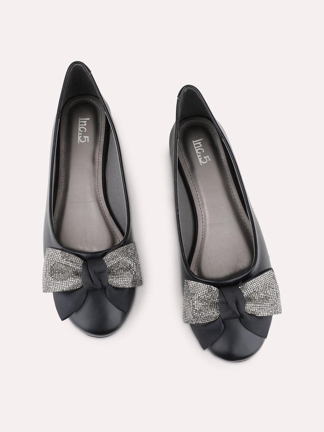 Womens Black Casual Solid Round Toe Flat Ballerinas