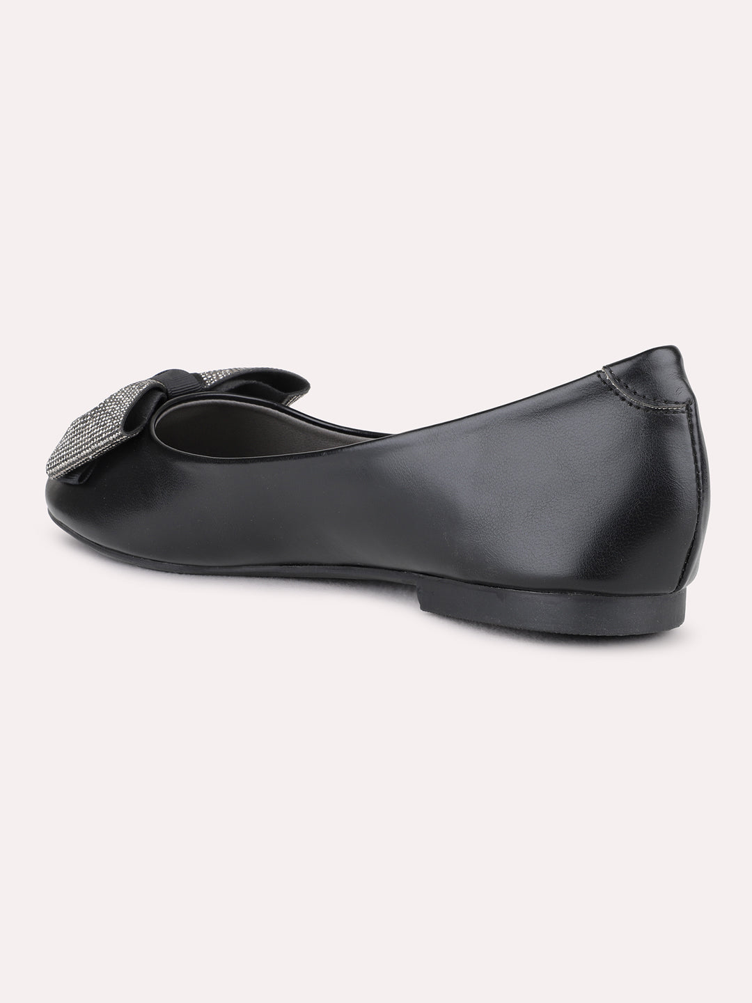 Womens Black Casual Solid Round Toe Flat Ballerinas
