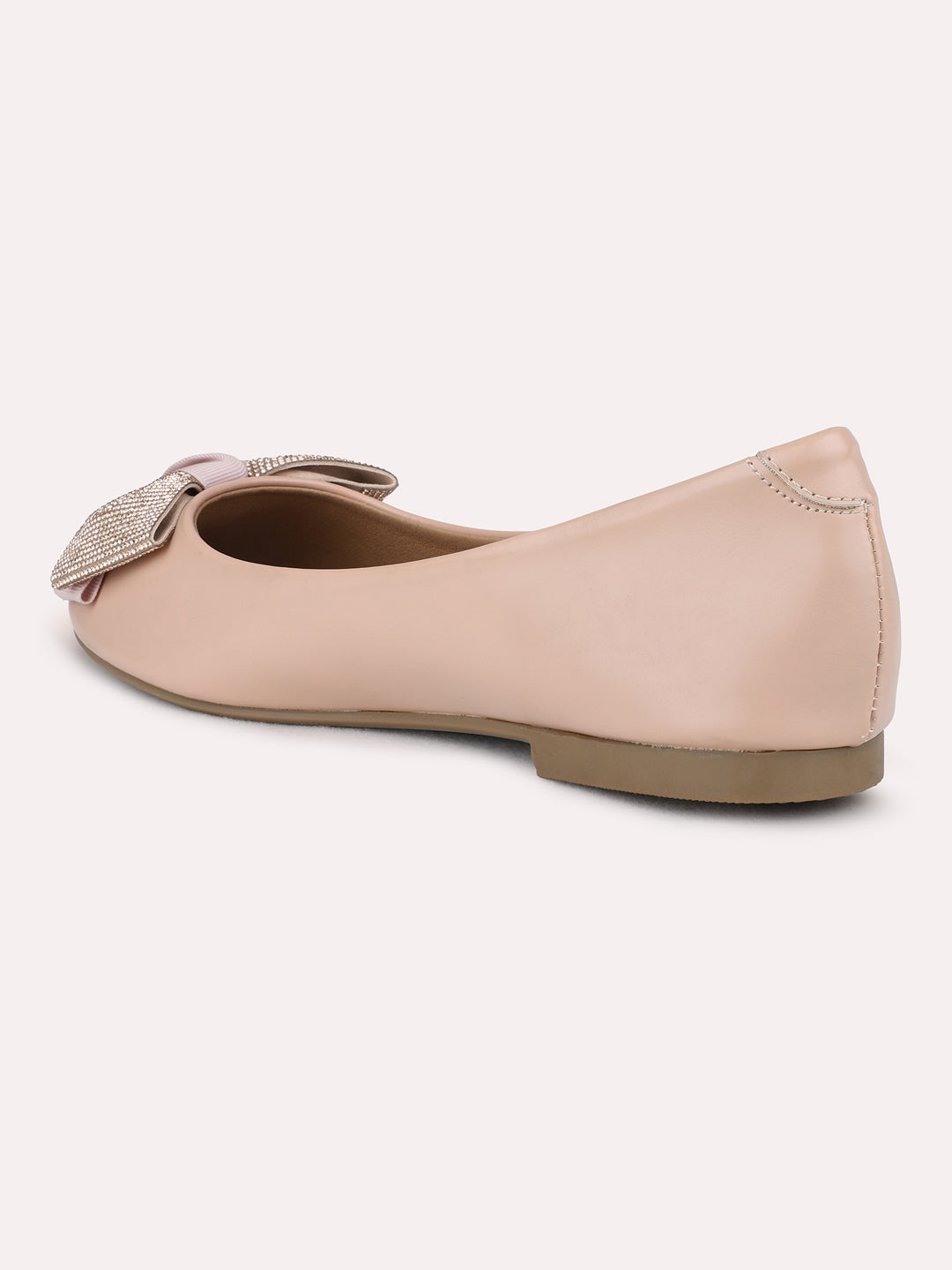 Womens Peach Casual Solid Round Toe Flat Ballerinas