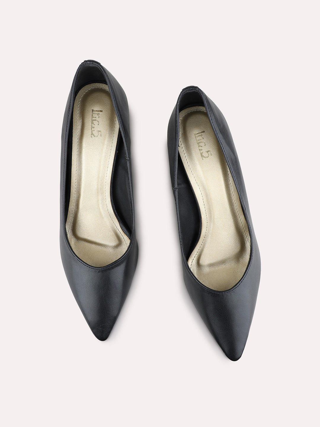 Womens Black Party Wear Solid Pattern Pointed Toe Kitten Heels