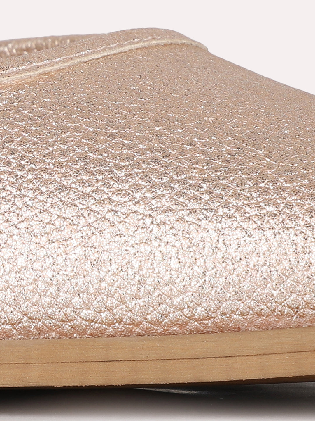 Women Rose Gold Party Wear Solid Pointed Kitten Heel Mules