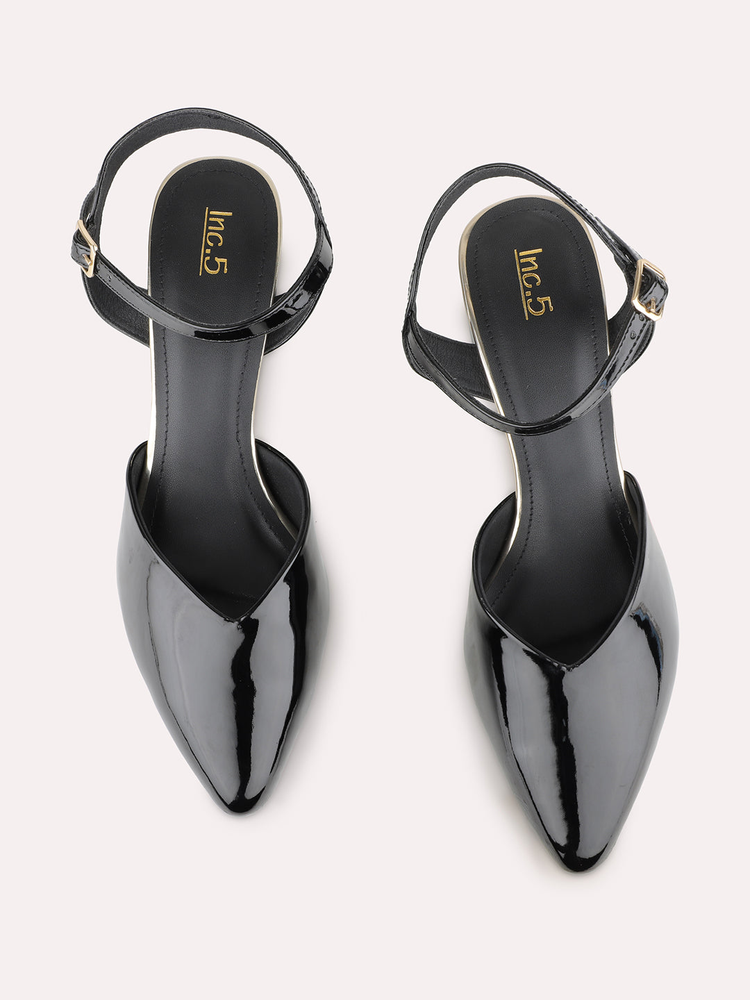 Women Black Party Wear Solid Pattern Pointed Block Heel Mules