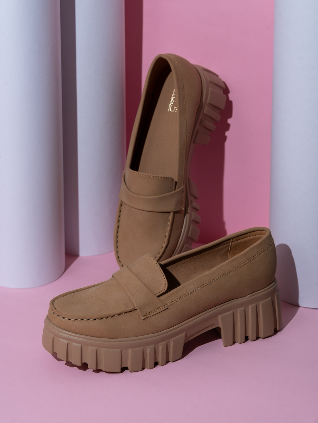 Womens Beige Casual Solid Round Toe Slip-On Shoe