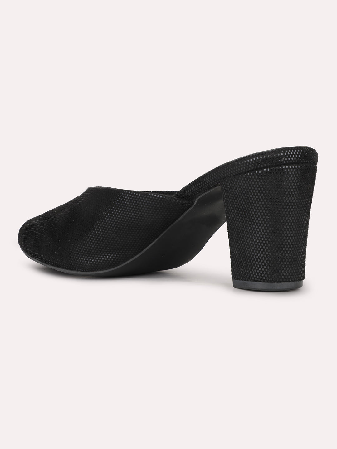 Womens Black Party Wear Solid Pointed Block Heels