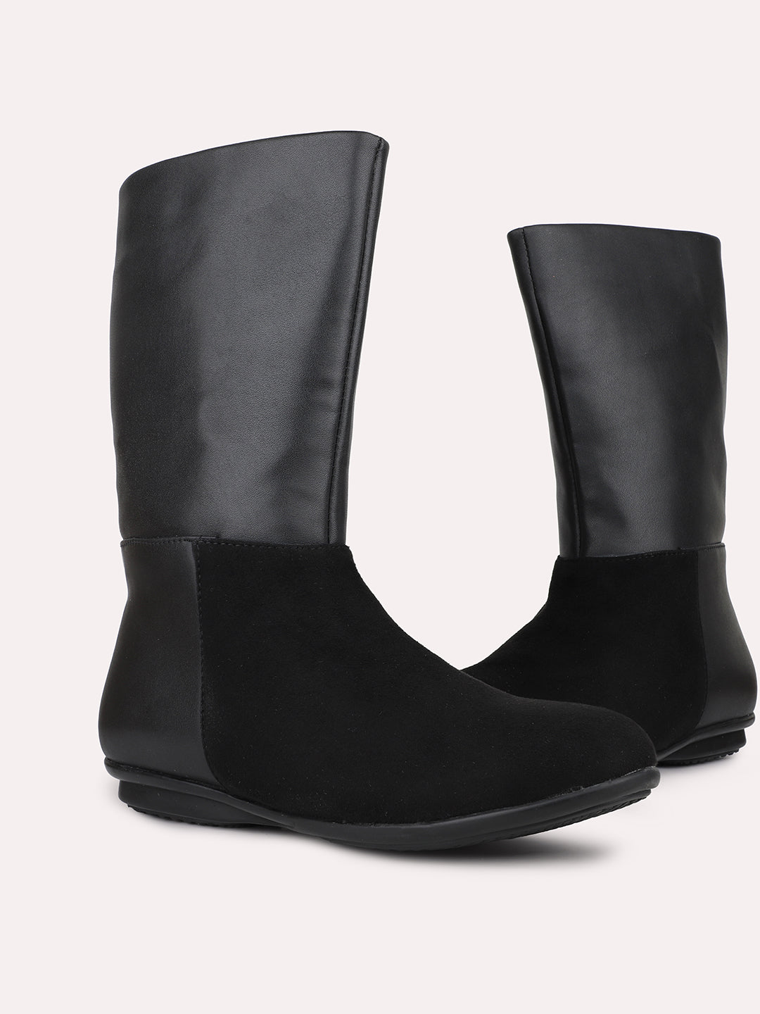 Womens Black Casual Solid Round toe Ankle Boots