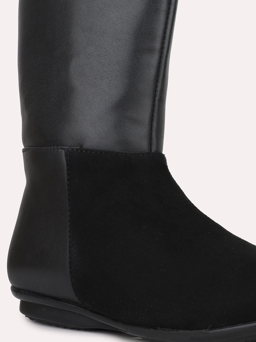 Womens Black Casual Solid Round toe Ankle Boots