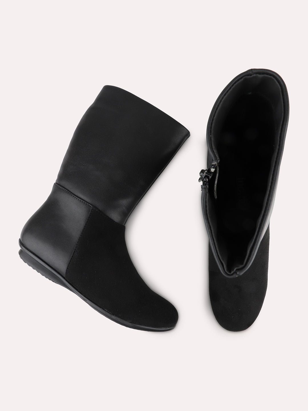 Womens Black Casual Solid Round toe Ankle Boots