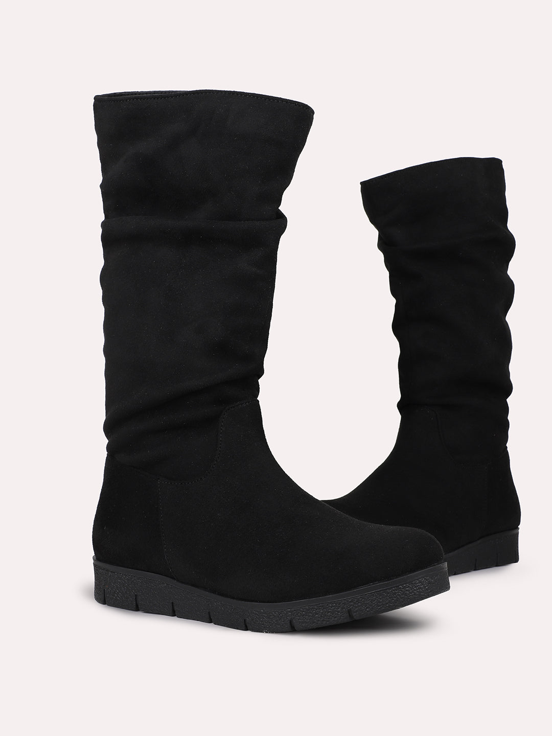 Womens Black Casual Solid Round toe Ankle Boots