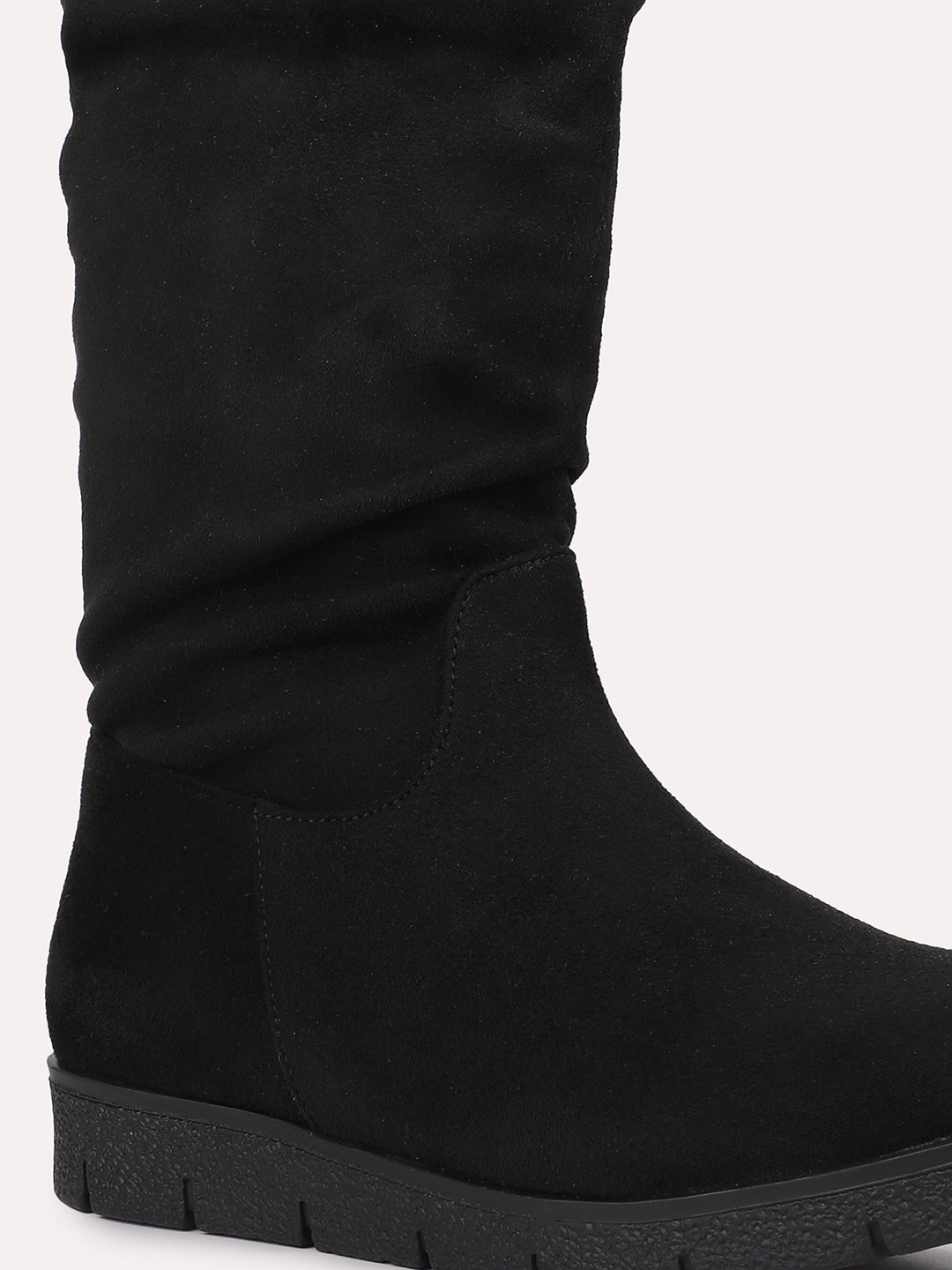 Womens Black Casual Solid Round toe Ankle Boots