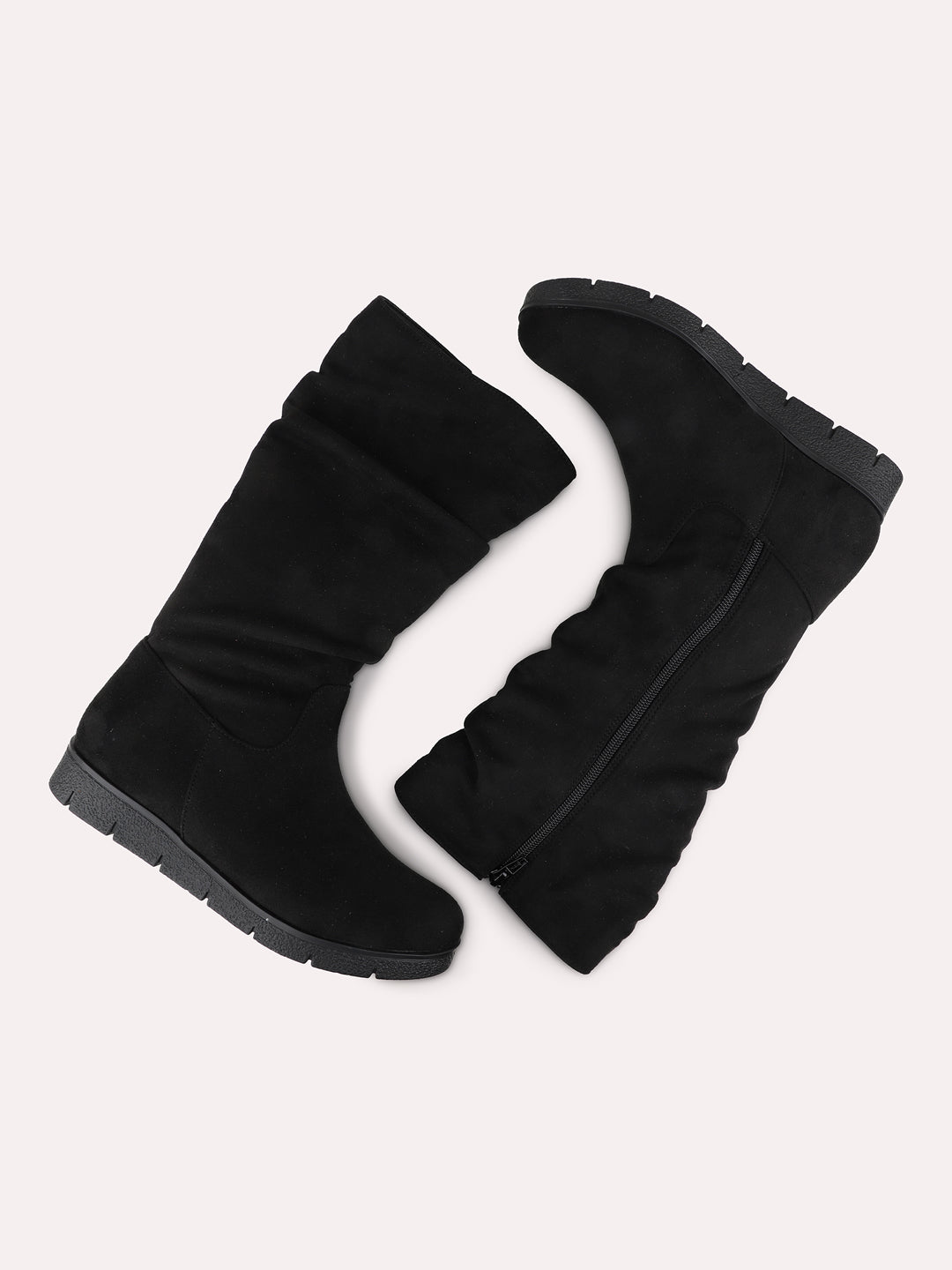 Womens Black Casual Solid Round toe Ankle Boots