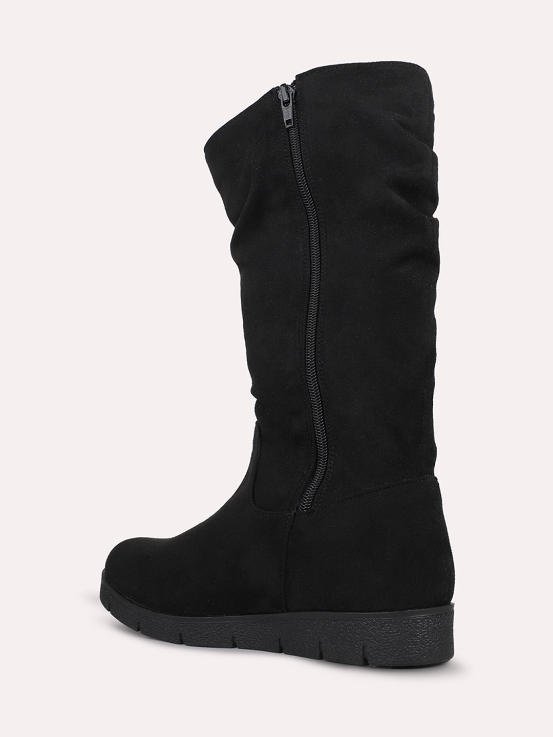 Womens Black Casual Solid Round toe Ankle Boots