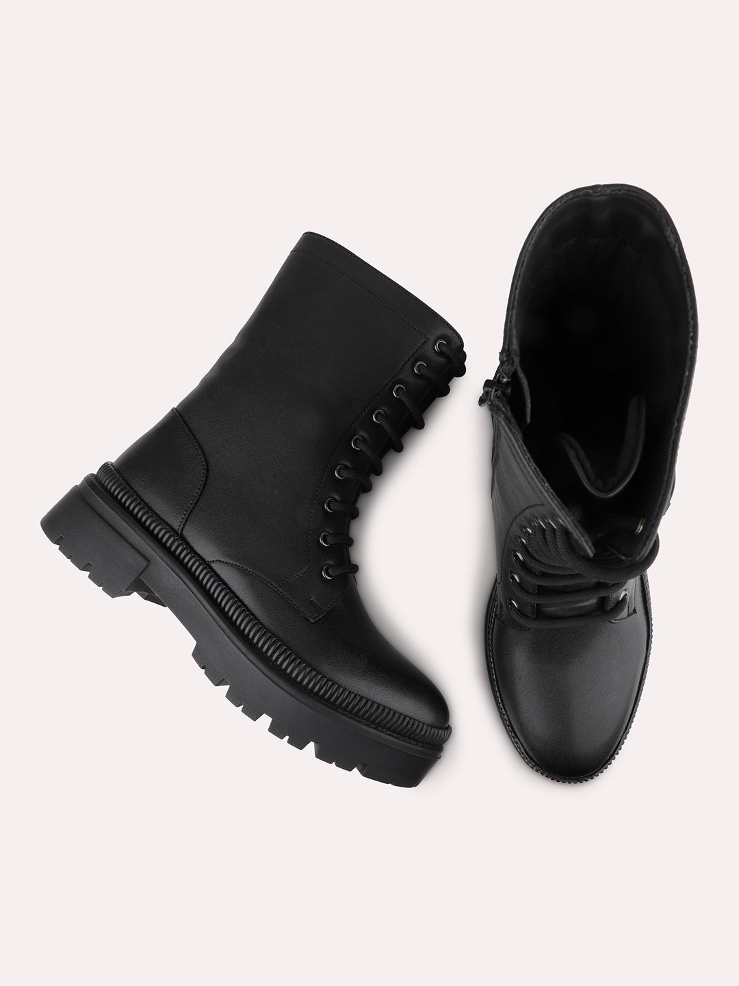 Womens Black Casual Solid Round toe Ankle Boots