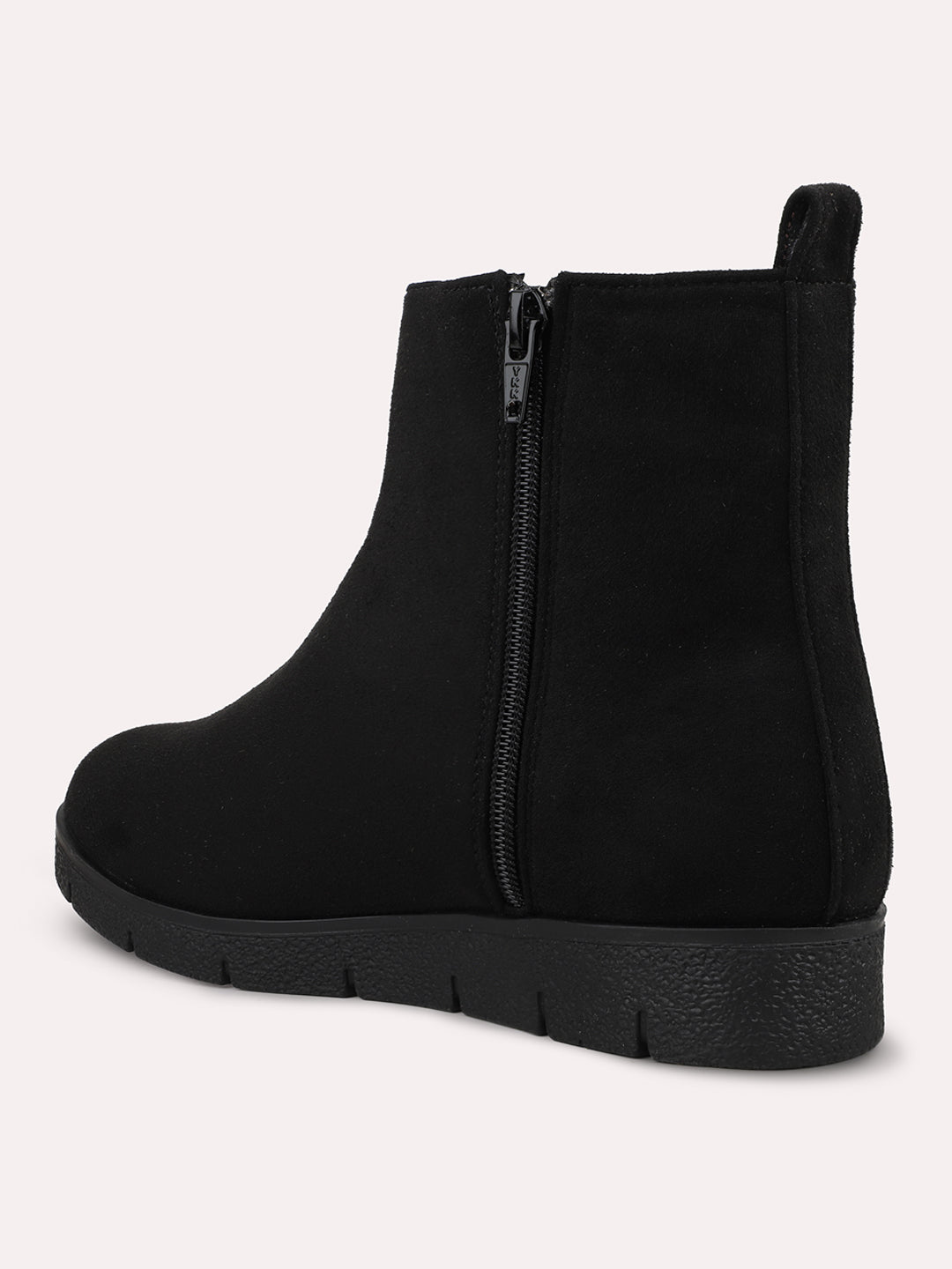 Womens Black Casual Solid Round toe Ankle Boots