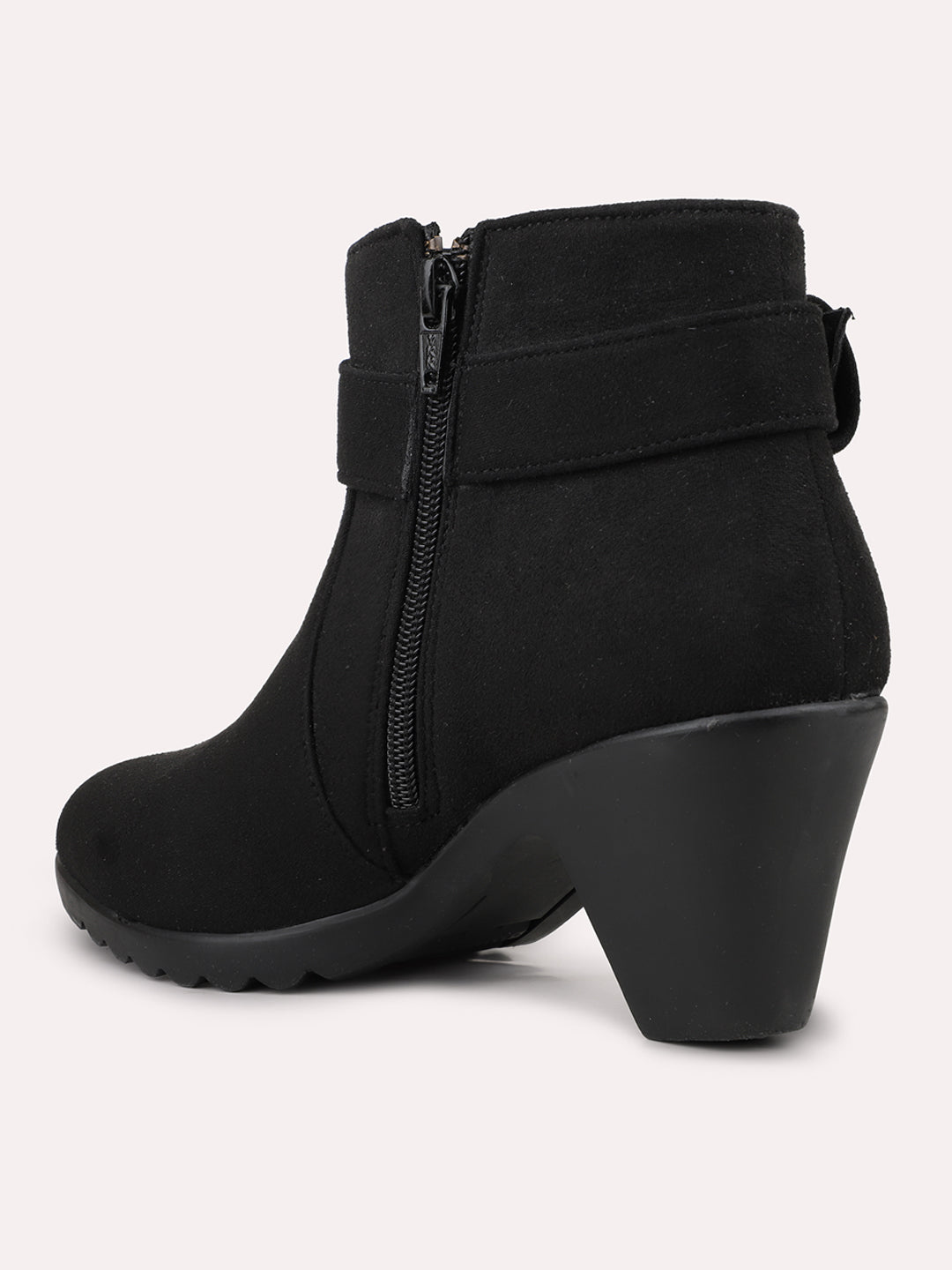 Womens Black Casual Solid Round toe Ankle Boots