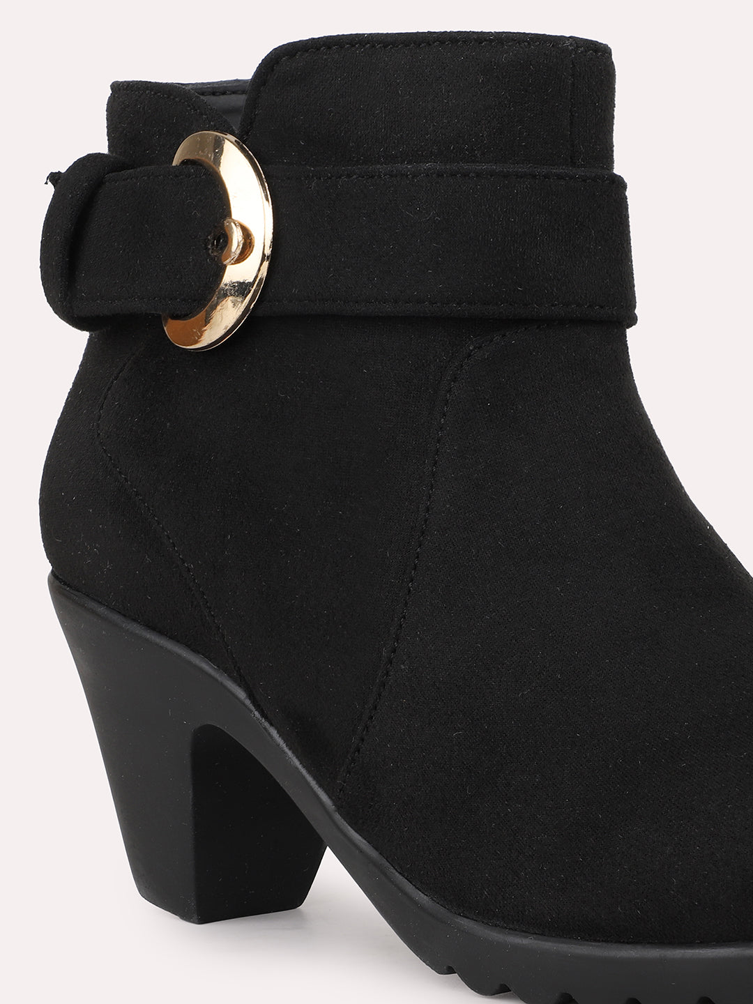 Womens Black Casual Solid Round toe Ankle Boots