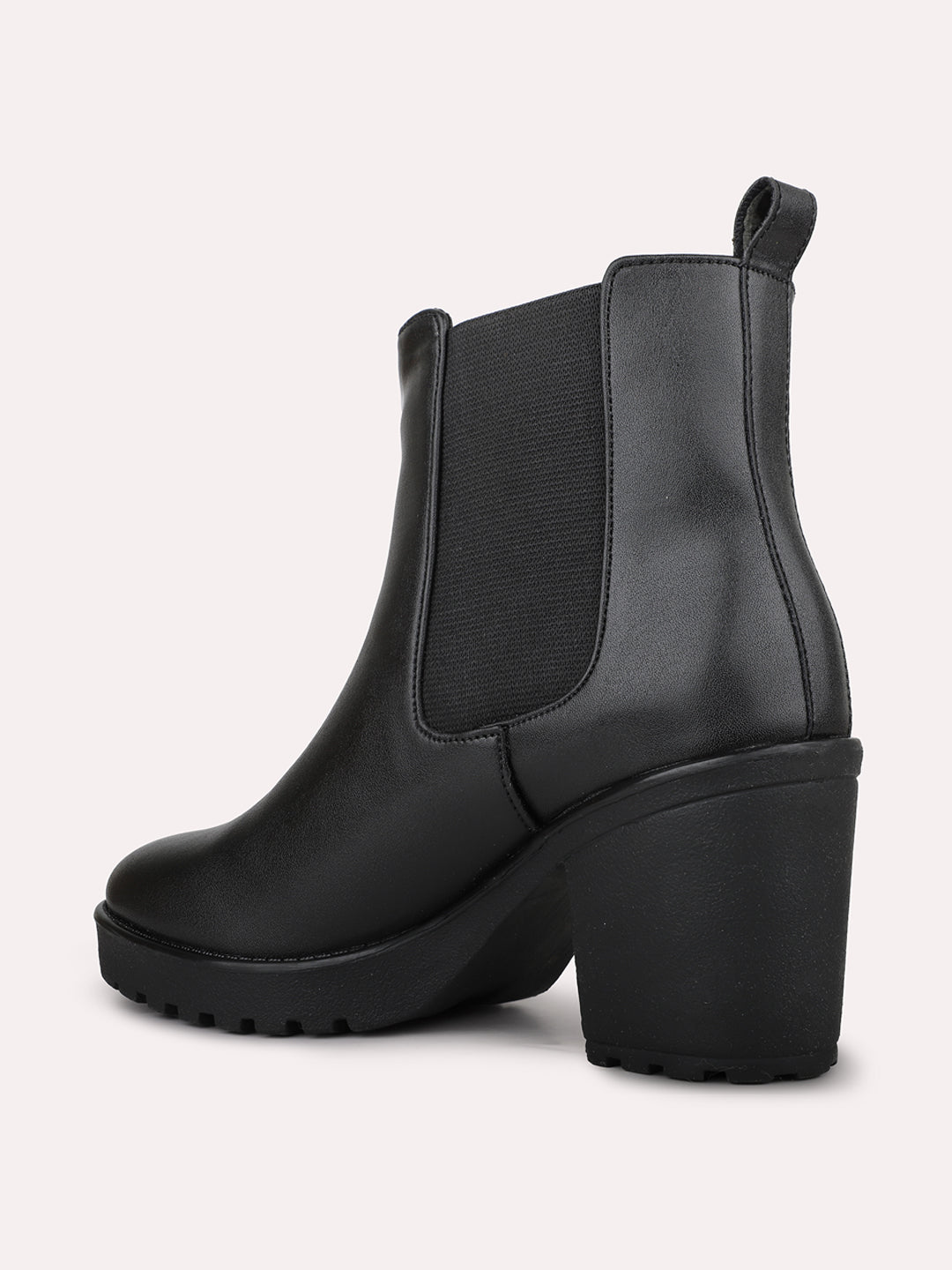 Womens Black Casual Solid Round toe Chelsea Boots