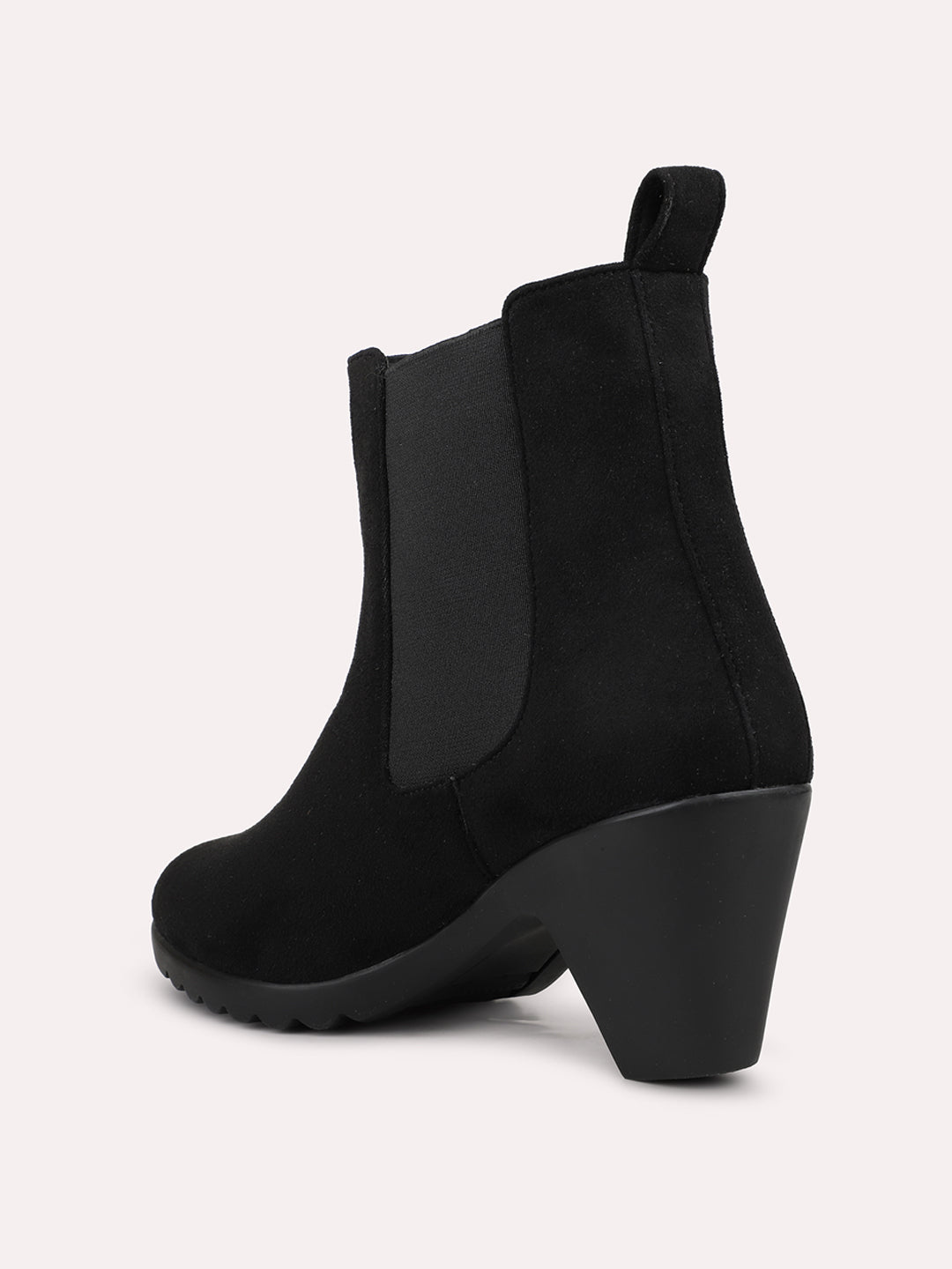 Womens Black Casual Solid Round toe Chelsea Boots