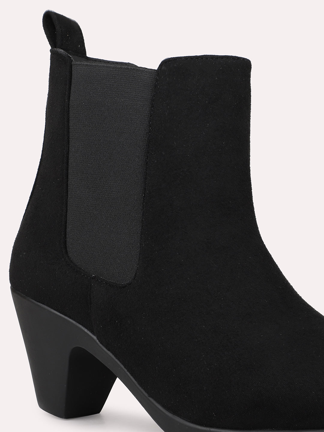 Womens Black Casual Solid Round toe Chelsea Boots