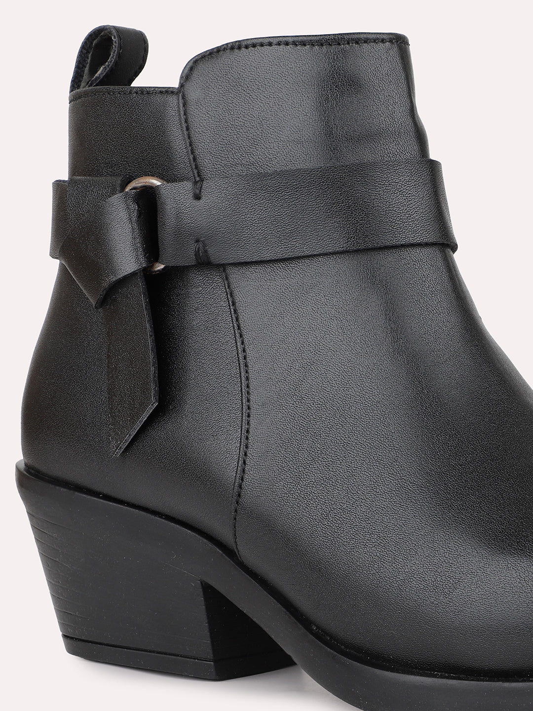 Womens Black Casual Solid Pointed toe Ankle Boots