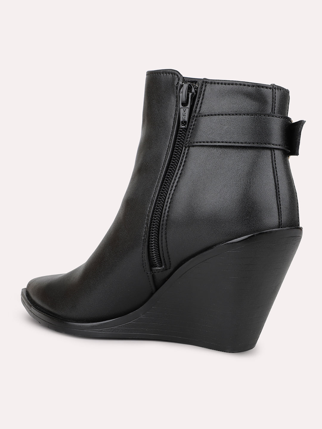 Womens Black Casual Solid Pointed toe Ankle Boots