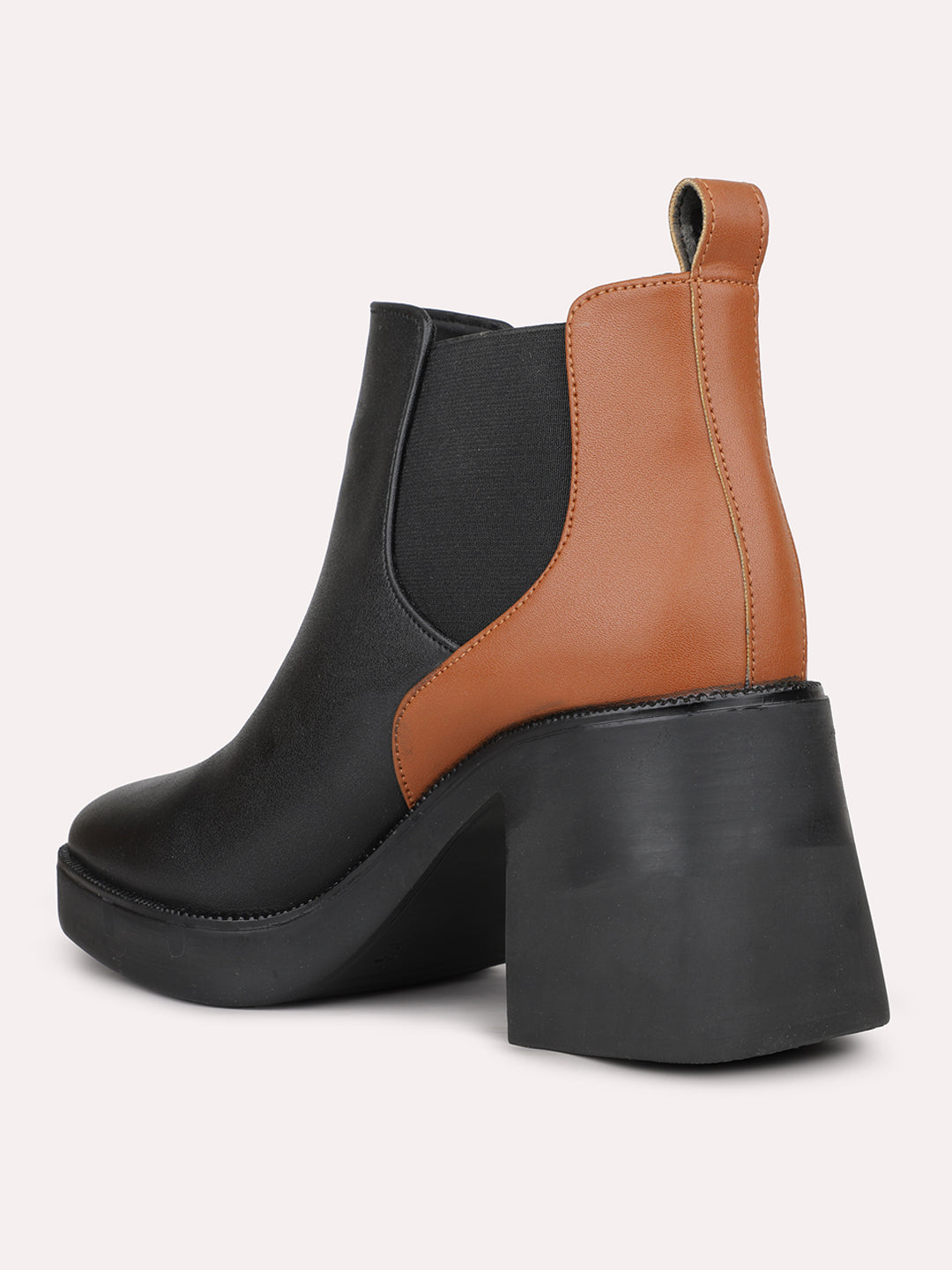 Womens Black Casual Solid Round toe Chelsea Boots