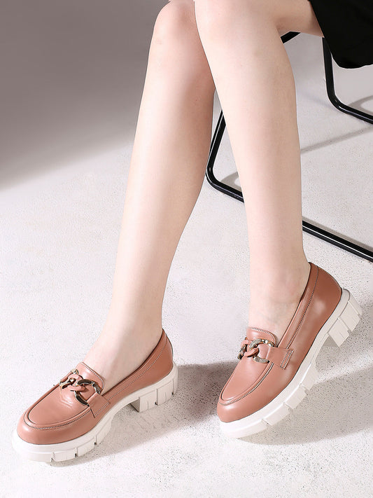 Womens Peach Casual Round toe Slip-On