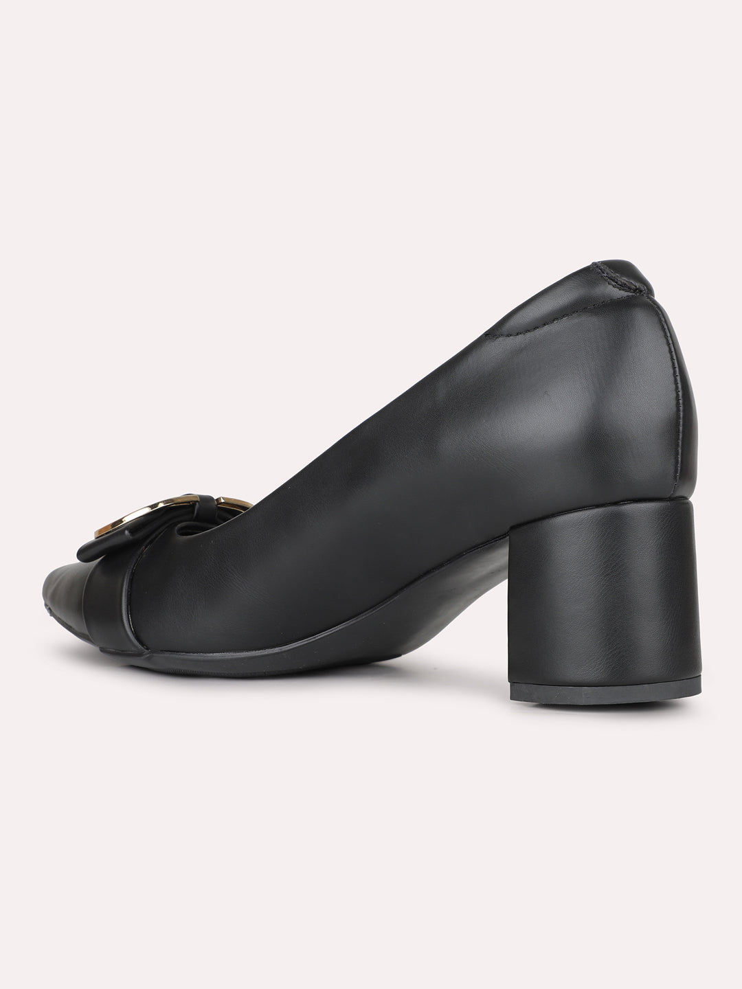 Womens Black Party Wear Solid Pattern Pointed Toe Pumps