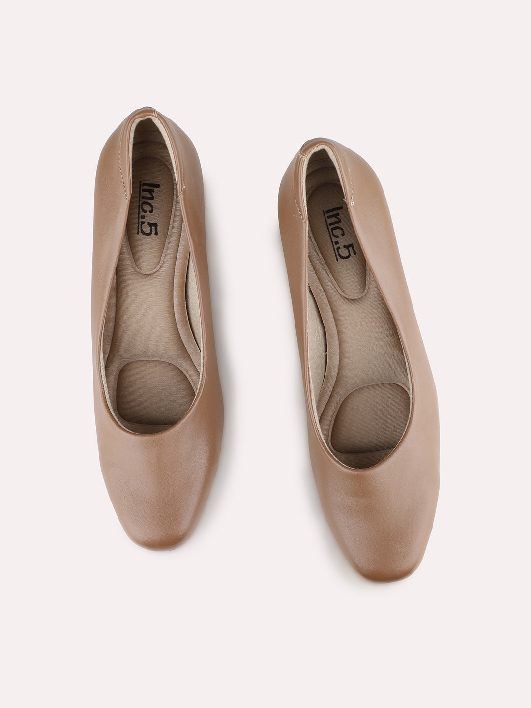 Women Tan Party Wear Solid Round Toe Pumps