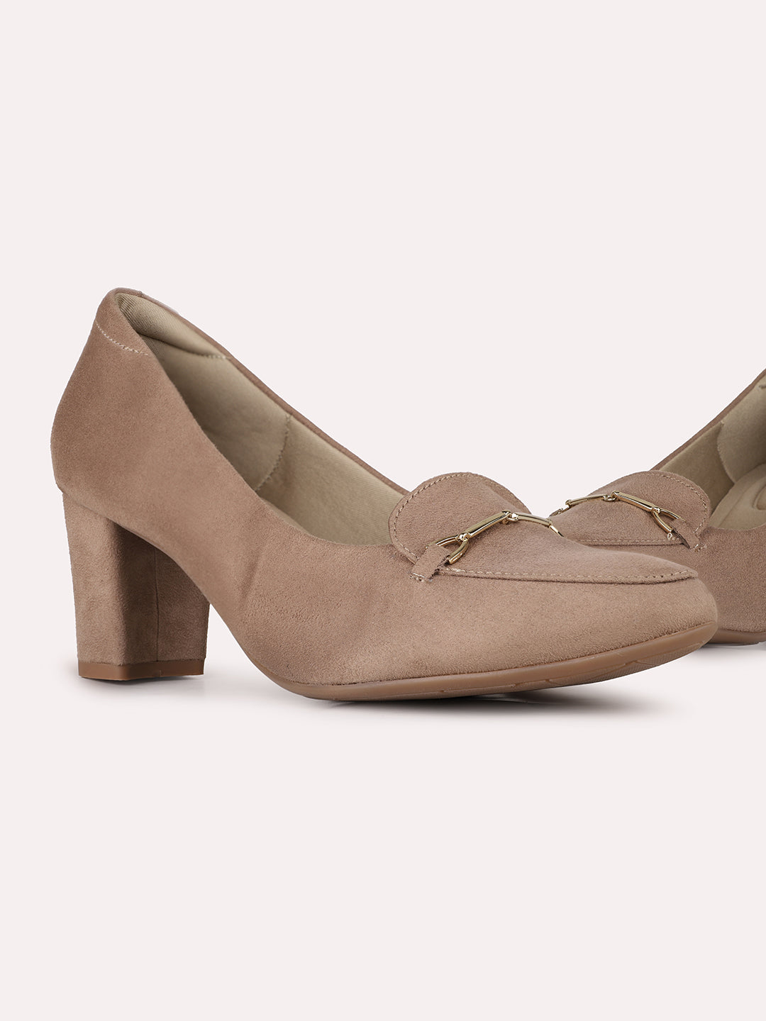 Womens Brown Party Wear Solid Pattern Pumps