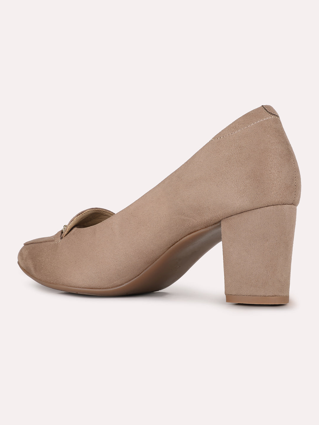 Womens Brown Party Wear Solid Pattern Pumps
