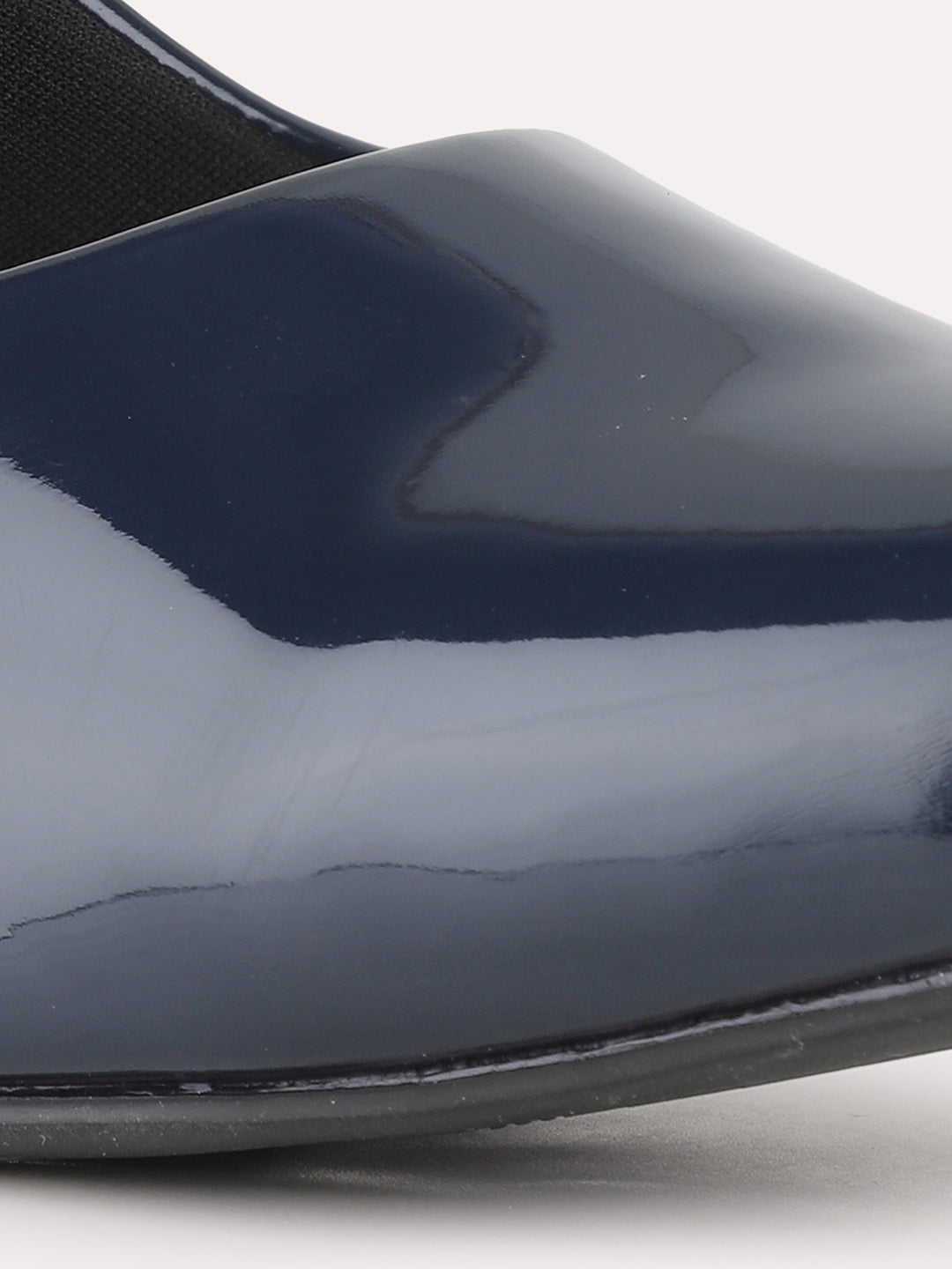 Women Navy Party Wear Solid Pointed Toe Block Heel Pumps