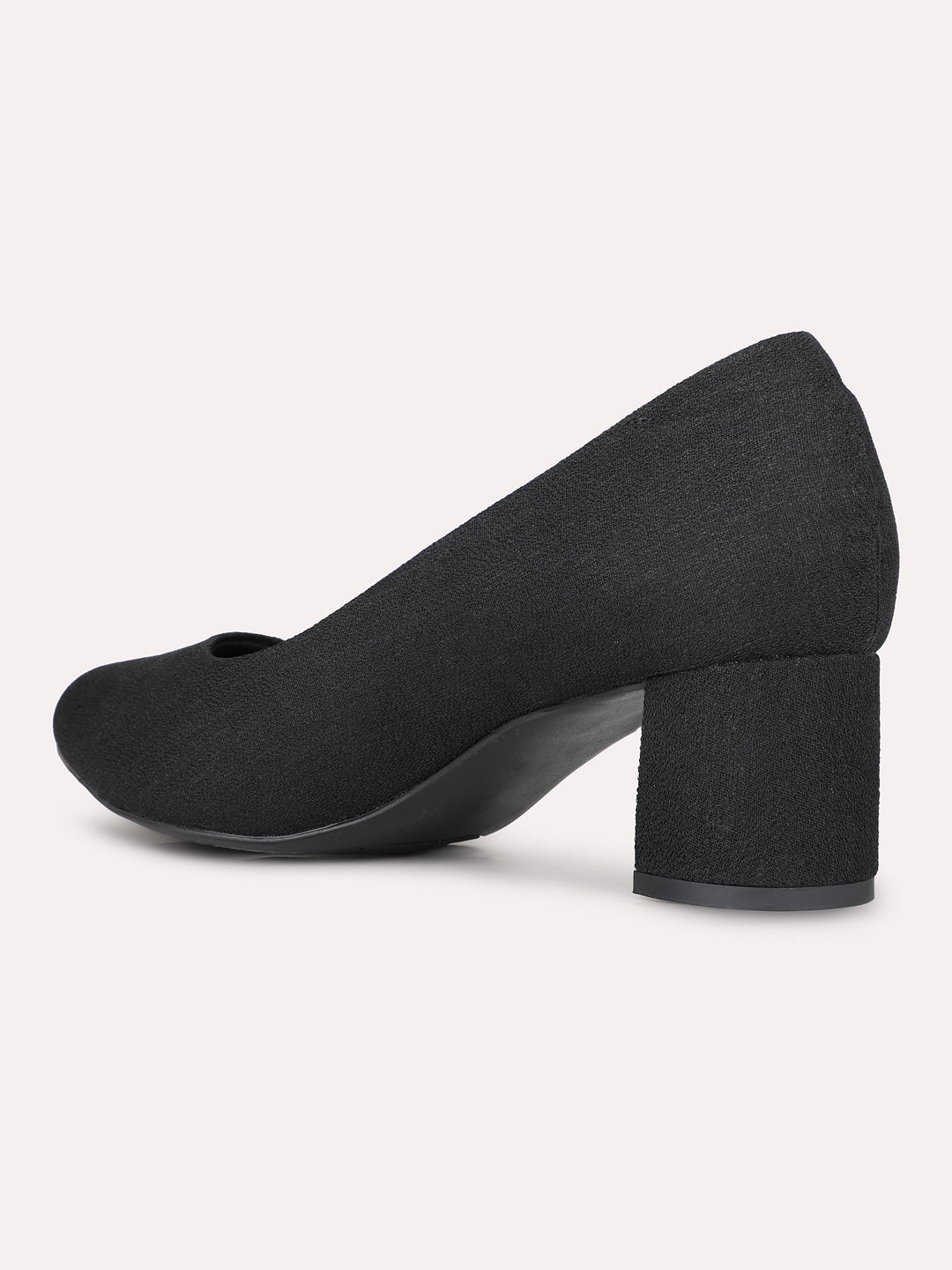 Women Black Party Wear Solid Pointed Pumps