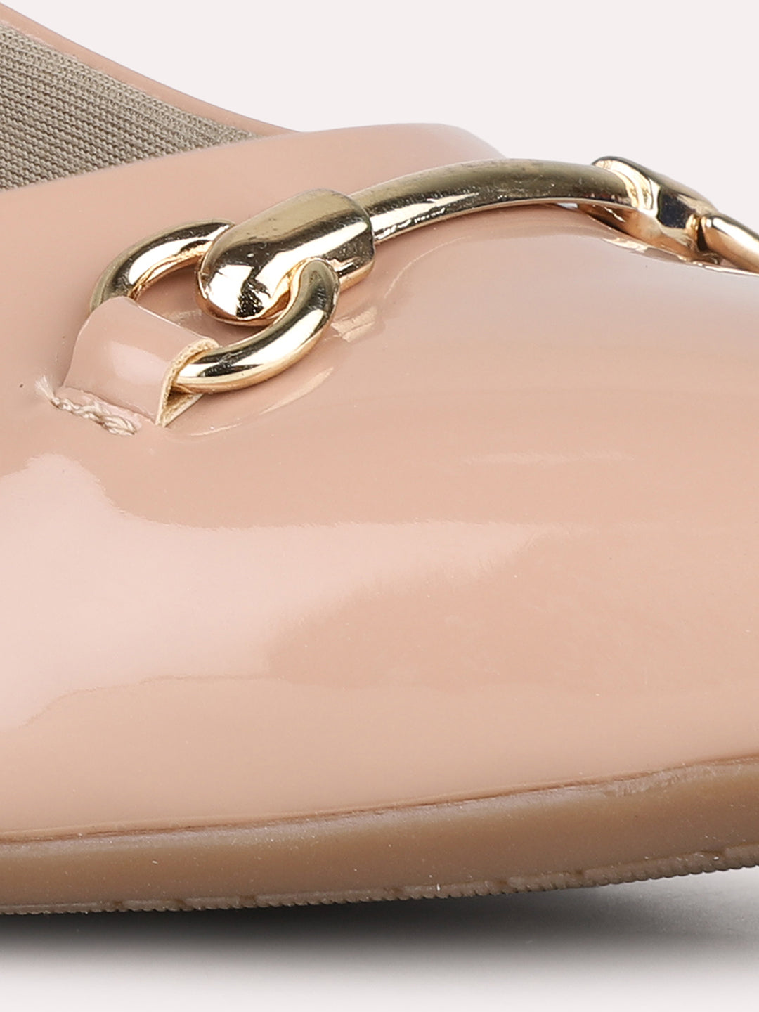 Women Peach Party Wear Solid Round Toe Pumps