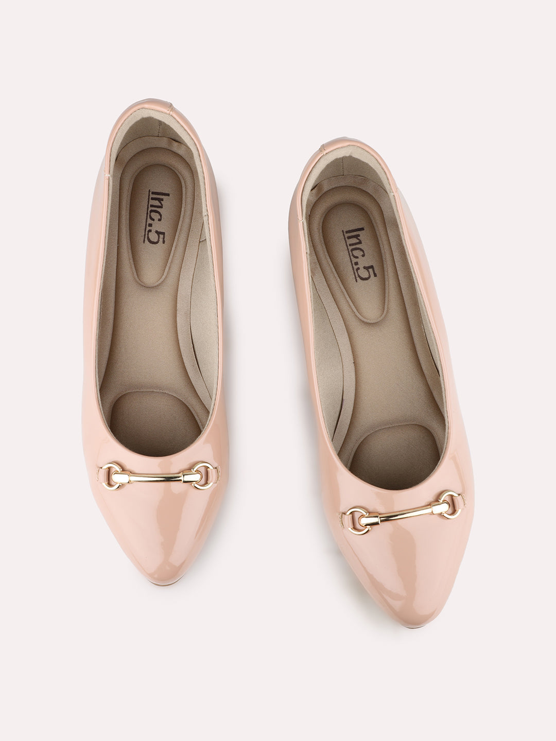 Women Peach Party Wear Solid Round Toe Pumps