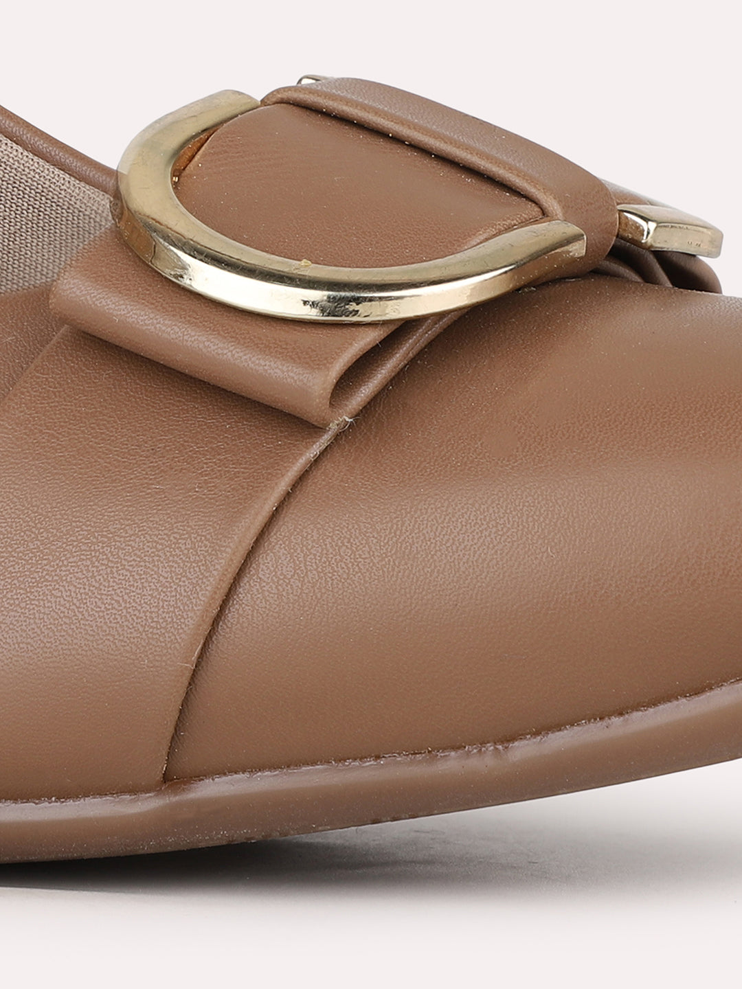 Women Beige Party Wear Solid Round Toe Pumps