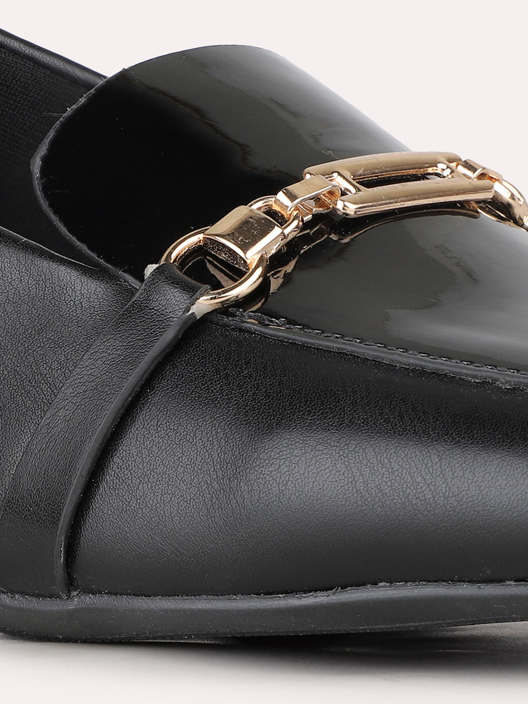 Women Black Party Wear Solid Round Toe Pumps
