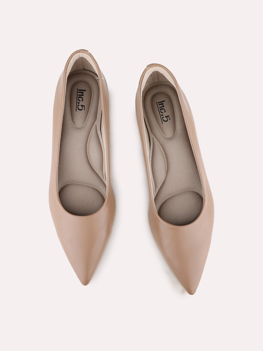 Women Beige Party Wear Solid Pattern Pointed Toe Kitten Heel Pumps