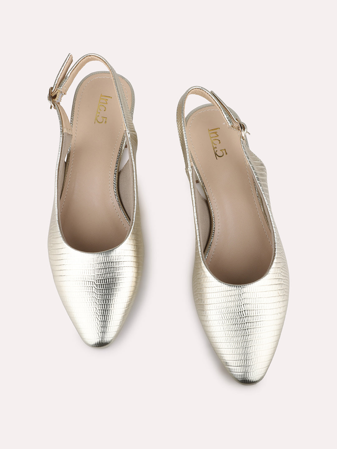 Women Golden Party Wear Embellished Block Heel Mules
