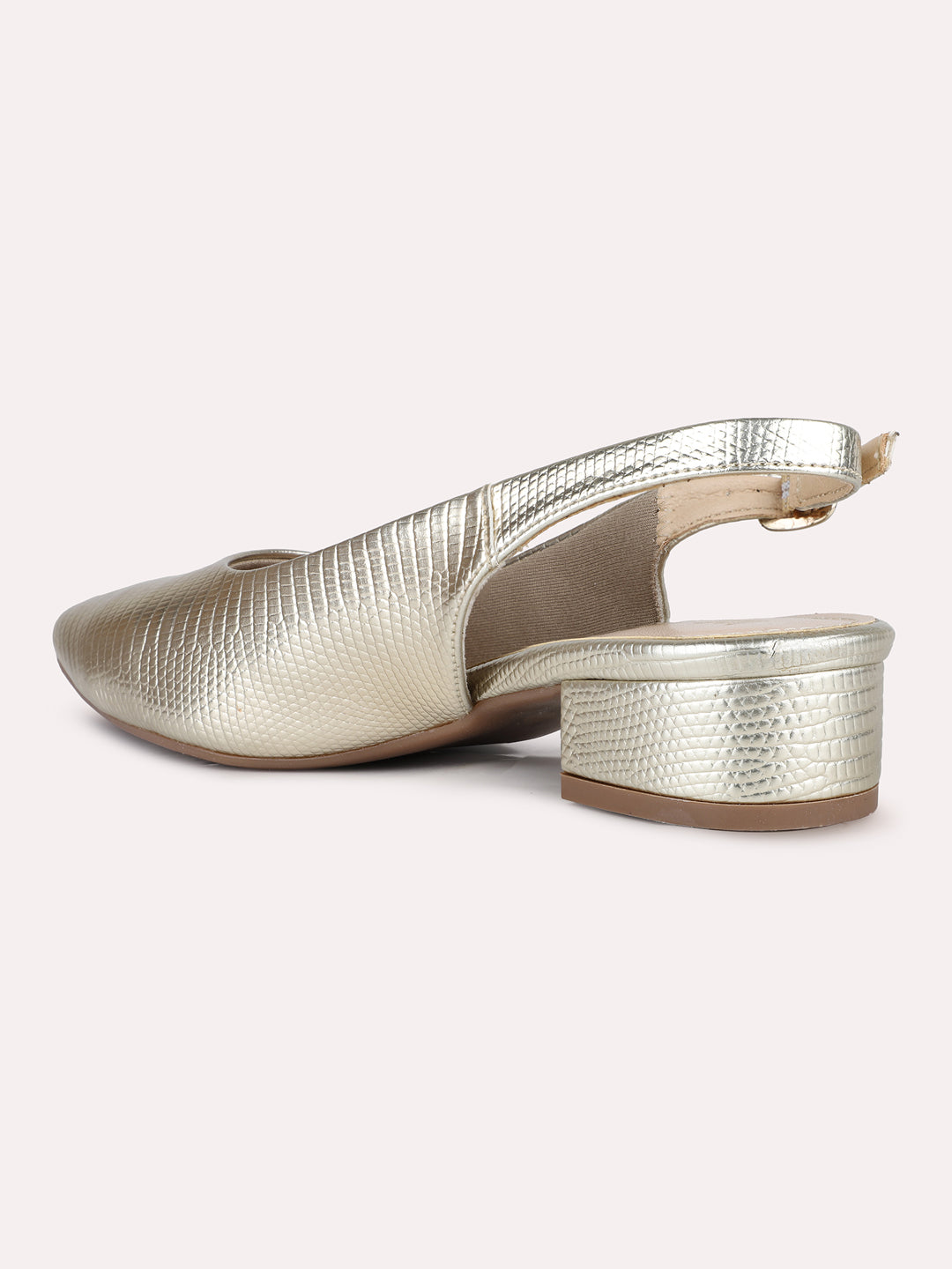 Women Golden Party Wear Embellished Block Heel Mules