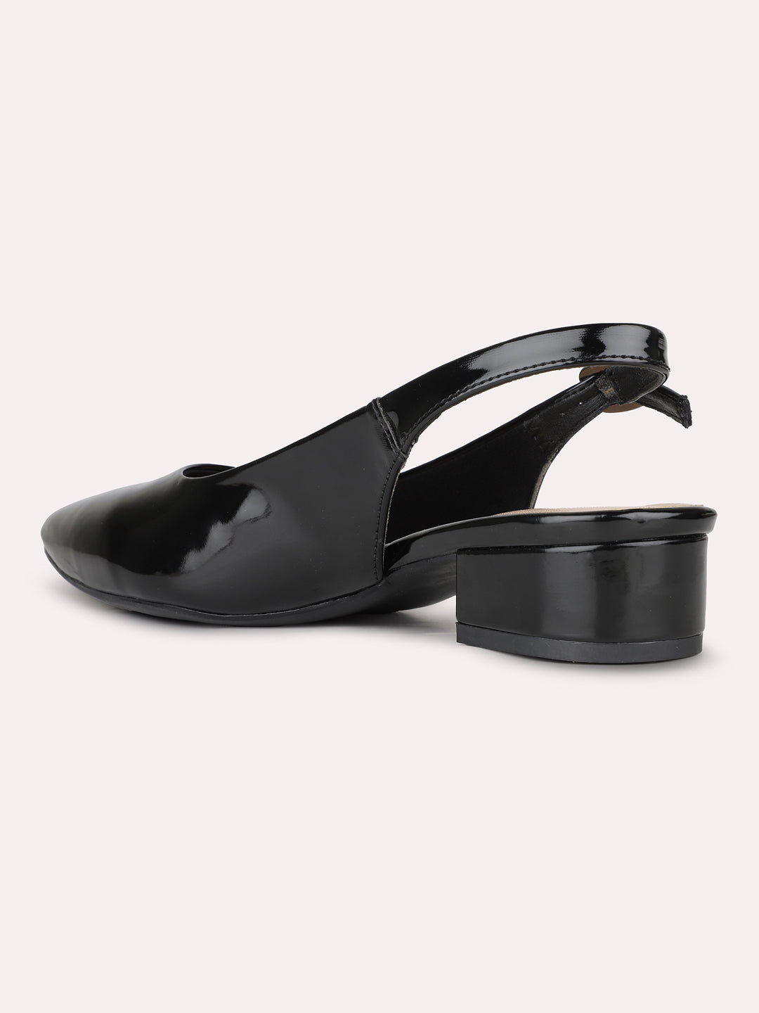 Women Black Party Wear Solid Pointed Block Heel Mules