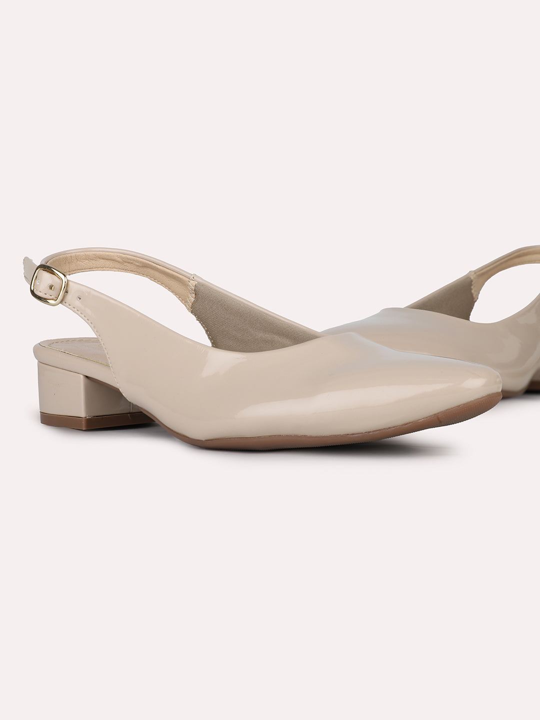 Womens Brown Party Wear Solid Pointed Block Heel Sandals