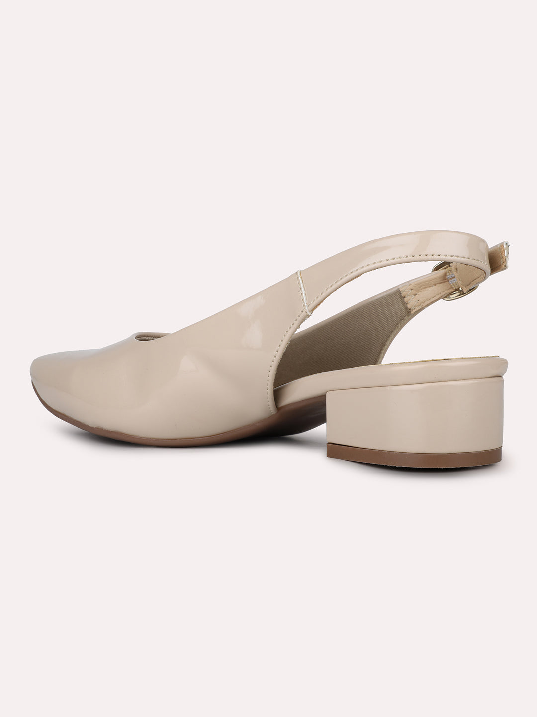 Womens Brown Party Wear Solid Pointed Block Heels