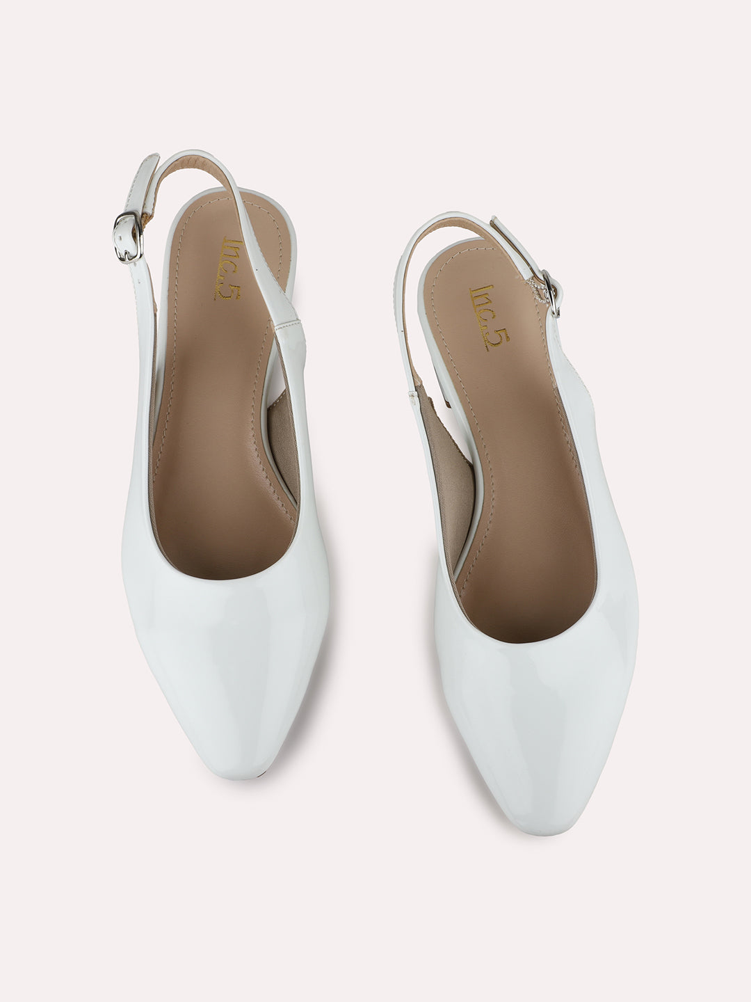 Women White Party Wear Solid Pointed Block Heel Mules